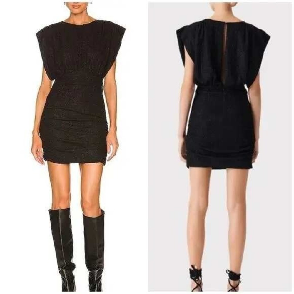 IRO Cory Puckered‎ Mini Dress in Black Women's Size US 8